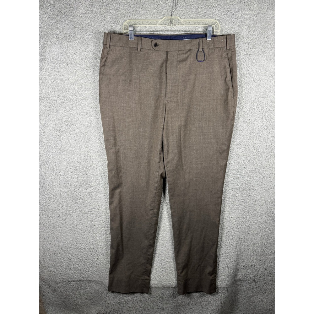 Peter Millar Mens Brown Wool Blend Flat Front Dress Pants Trousers‎ 38R 38x33